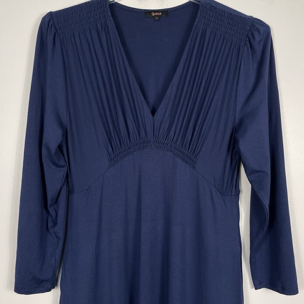 Quince Tencel Jersey Midi Dress Women's Size L Navy Career Capsule Minimalist - Picture 5 of 9
